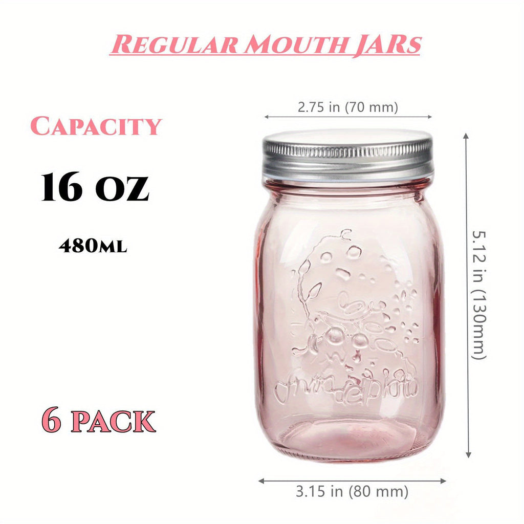 Easy-Access Airtight Storage Jar Set – clear reusable pantry storage, Set of 6 Wide-Mouth Pint Canning Jars 16 Ounces Each with Lids Ideal for, designed for American homes, daily convenience and practical gifting