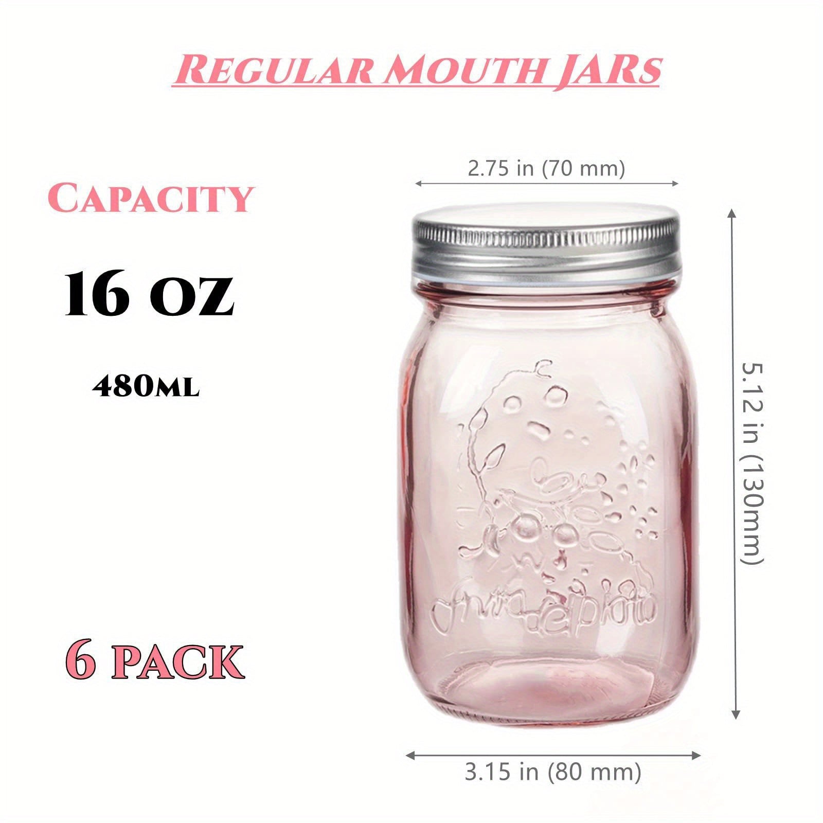 Easy-Access Airtight Storage Jar Set – clear reusable pantry storage, Set of 6 Wide-Mouth Pint Canning Jars 16 Ounces Each with Lids Ideal for, designed for American homes, daily convenience and practical gifting