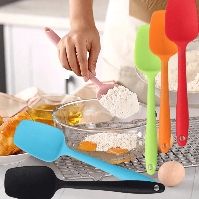 Silicone Spatula Set - Non-Stick, Heat Resistant Cooking Utensils for Baking, Mixing, and Flipping - Includes Cake, Biscuit, and Pastry Scrapers - Colorful Christmas Design, Butter Cake Scraper, Scraper Set