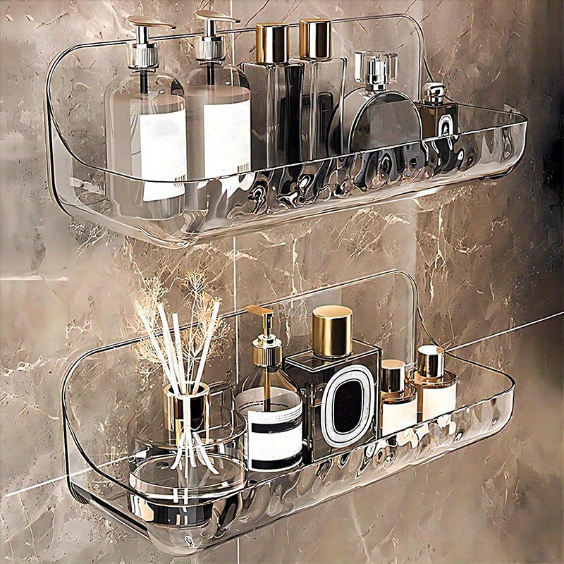 Heavy-Duty 2Pcs Adjustable Home Storage Rack – durable multi-purpose storage, 2Pcs Self Adhesive Shelf Acrylic Wall Mounted for Bathroom Organization Clear Shelves with Self, designed for American homes, daily convenience and practical gifting