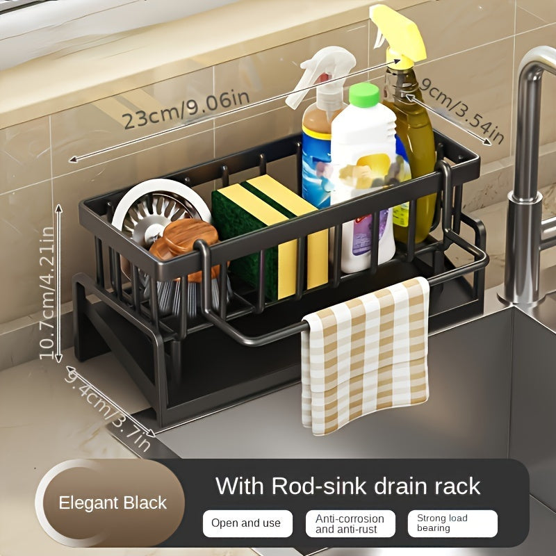 Kitchen Sink Sponge Rack Self-Draining Kitchen Sink Organizer, Sink Rack, Dish Brush Rag Soap Scrub Additions for Countertop Baskets, Buckets And Containers, Baskets, Buckets And Containers for Home Organization