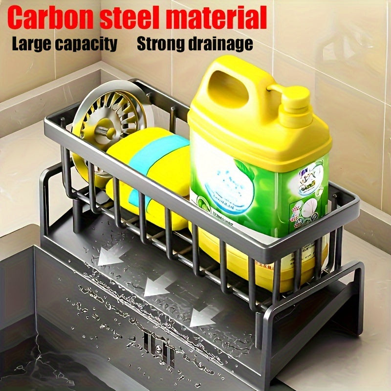 Kitchen Sink Sponge Rack Self-Draining Kitchen Sink Organizer, Sink Rack, Dish Brush Rag Soap Scrub Additions for Countertop Baskets, Buckets And Containers, Baskets, Buckets And Containers for Home Organization