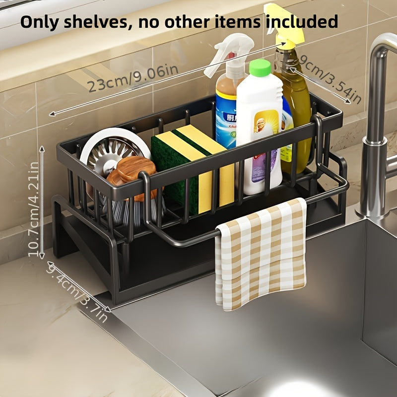 Kitchen Sink Sponge Draining Rack, Self-Draining Kitchen Sink Organizer, Sink Rack, Can Hold Dish Brushes, Rags, Soap, Scrubbing Additions, Baskets And Containers for Kitchen Storage Christmas Essentials