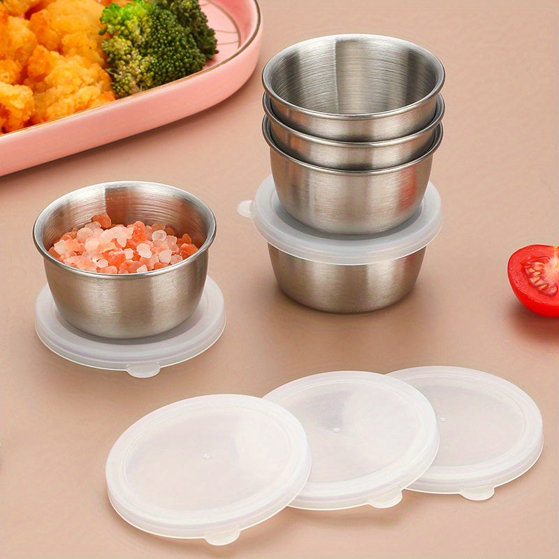 3pcs Dressing Containers with Lids, Small Leakproof Reusable Stainless Steel Salad Dressing Container to Go for Lunch Boxes, Sauce containers, Picnics, Travel Meal Prep And Kitchen Storage2025