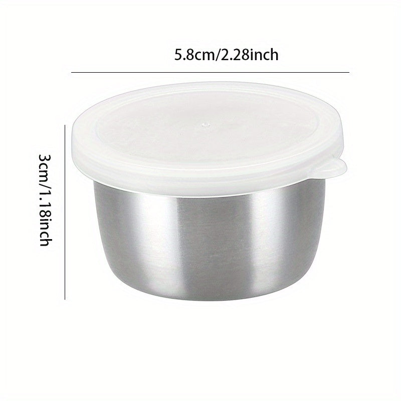 3pcs Dressing Containers with Lids, Small Leakproof Reusable Stainless Steel Salad Dressing Container to Go for Lunch Boxes, Sauce containers, Picnics, Travel Meal Prep And Kitchen Storage2025