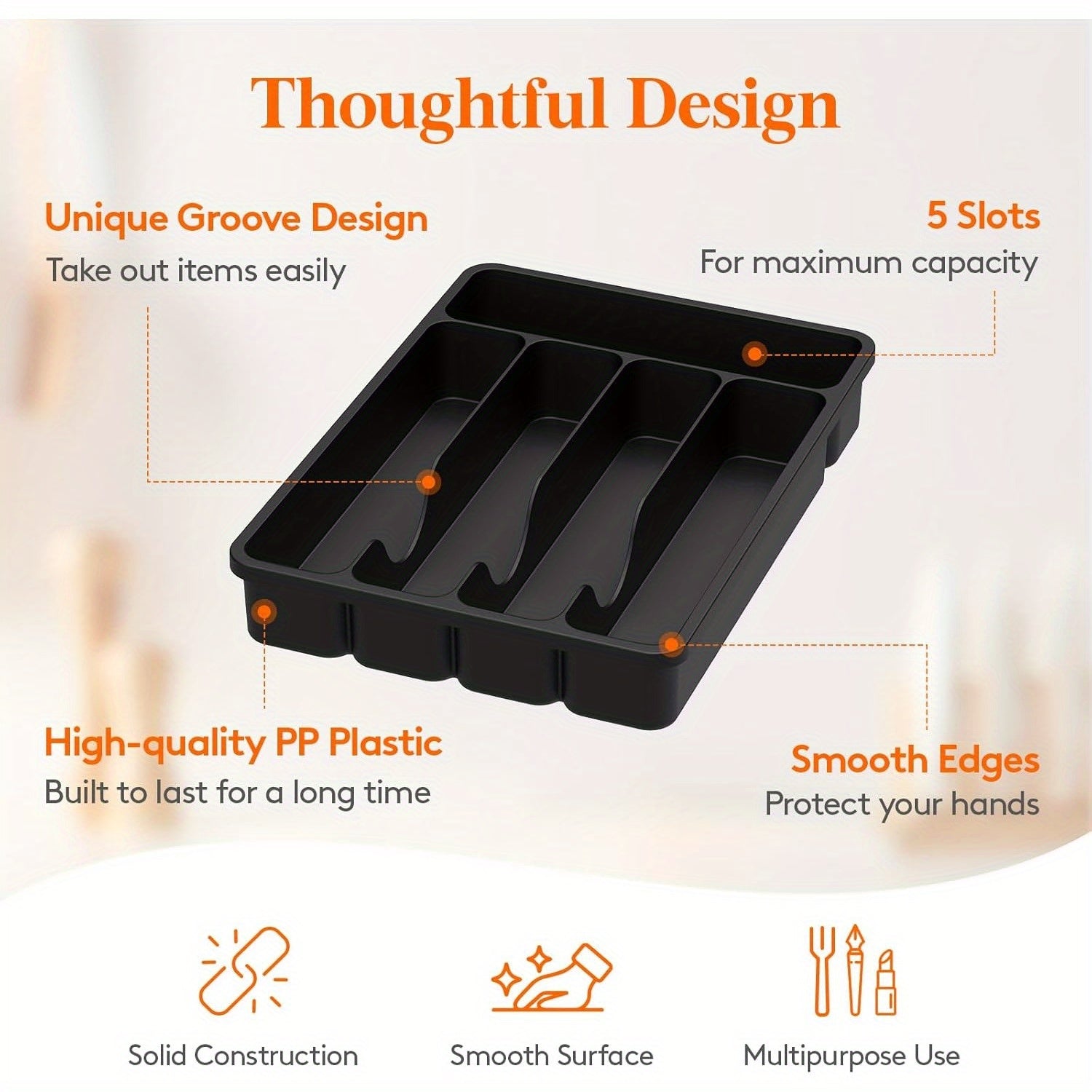 Modern Stackable Storage Drawer – smooth-access cabinet organization, 5 6 7 Compartment Silverware Drawer Organizer Tray Plastic Cutlery Storage for Kitchen Drawer, designed for American homes, daily convenience and practical gifting