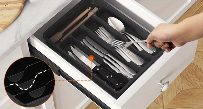 Modern Stackable Storage Drawer – smooth-access cabinet organization, 5 6 7 Compartment Silverware Drawer Organizer Tray Plastic Cutlery Storage for Kitchen Drawer, designed for American homes, daily convenience and practical gifting