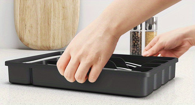 Modern Stackable Storage Drawer – smooth-access cabinet organization, 5 6 7 Compartment Silverware Drawer Organizer Tray Plastic Cutlery Storage for Kitchen Drawer, designed for American homes, daily convenience and practical gifting