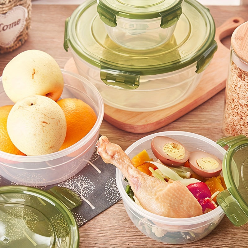 [Large Capacity Storage Boxes] 3/4pcs Large Capacity Plastic Refrigerator Storage Boxes - Keeps Fruit, Vegetable, Meat, Egg, Dumpling Fresh - Air-Tight, Fresh-Keeping, Easy-To-Clean, Stackable, Space-Saving Kitchen Food Containers