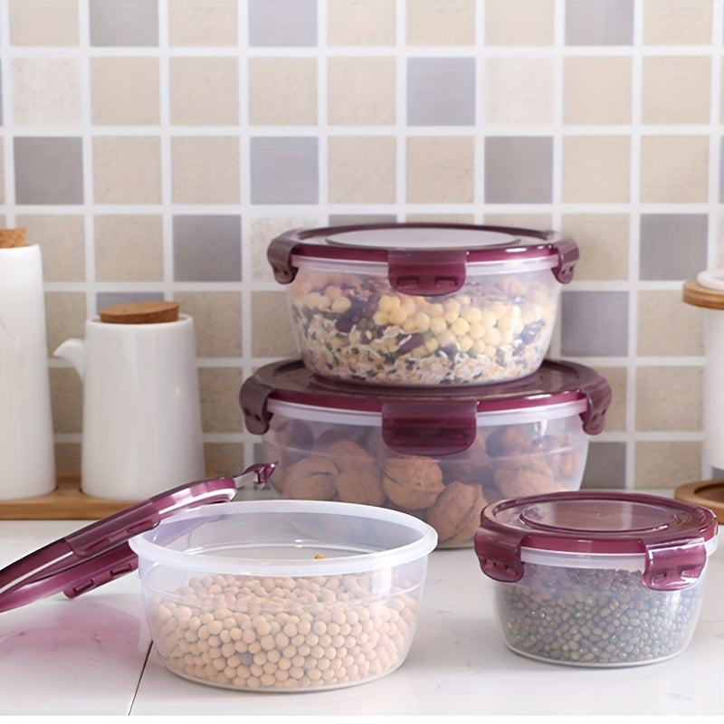 [Large Capacity Storage Boxes] 3/4pcs Large Capacity Plastic Refrigerator Storage Boxes - Keeps Fruit, Vegetable, Meat, Egg, Dumpling Fresh - Air-Tight, Fresh-Keeping, Easy-To-Clean, Stackable, Space-Saving Kitchen Food Containers