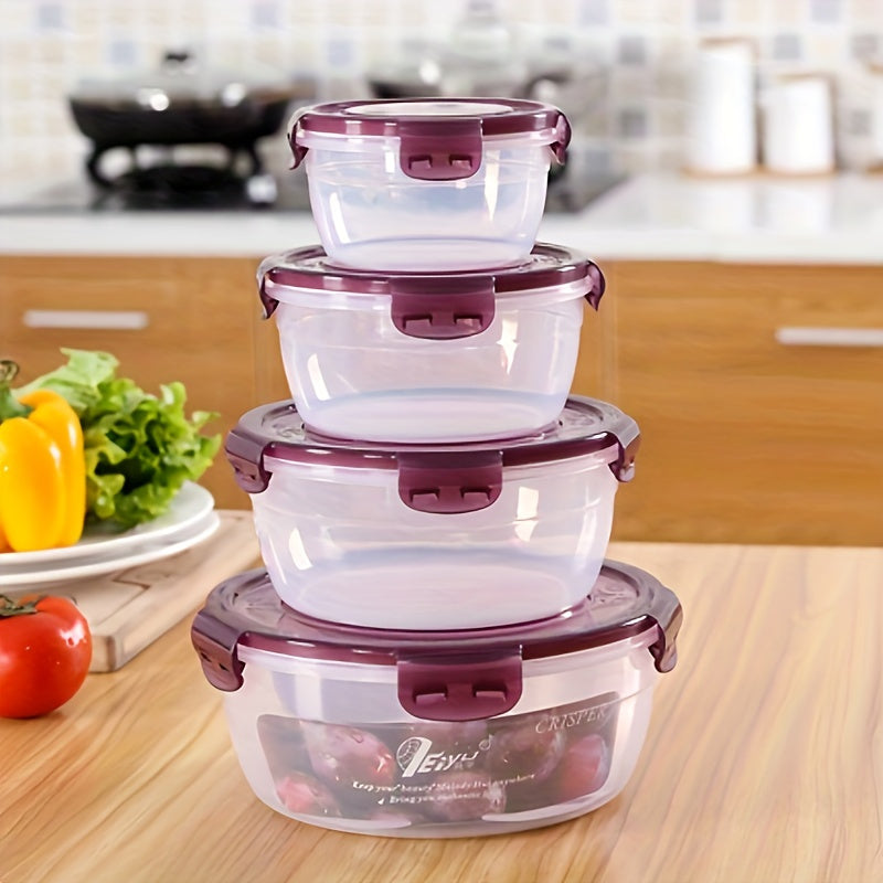 [Large Capacity Storage Boxes] 3/4pcs Large Capacity Plastic Refrigerator Storage Boxes - Keeps Fruit, Vegetable, Meat, Egg, Dumpling Fresh - Air-Tight, Fresh-Keeping, Easy-To-Clean, Stackable, Space-Saving Kitchen Food Containers