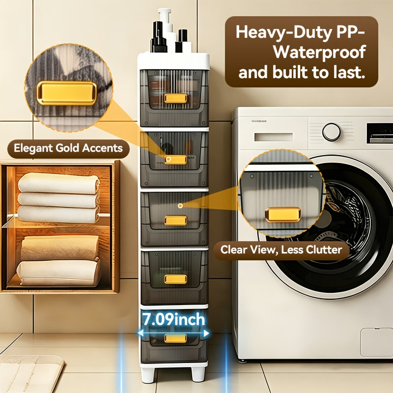 Compact Pull-Out Cabinet Organizer – smooth-access cabinet organization, Deluxe Slim Storage Cabinet with Drawers - Durable Waterproof PP Material Multi-Purpose Organizer with, designed for American homes, daily convenience and practical gifting