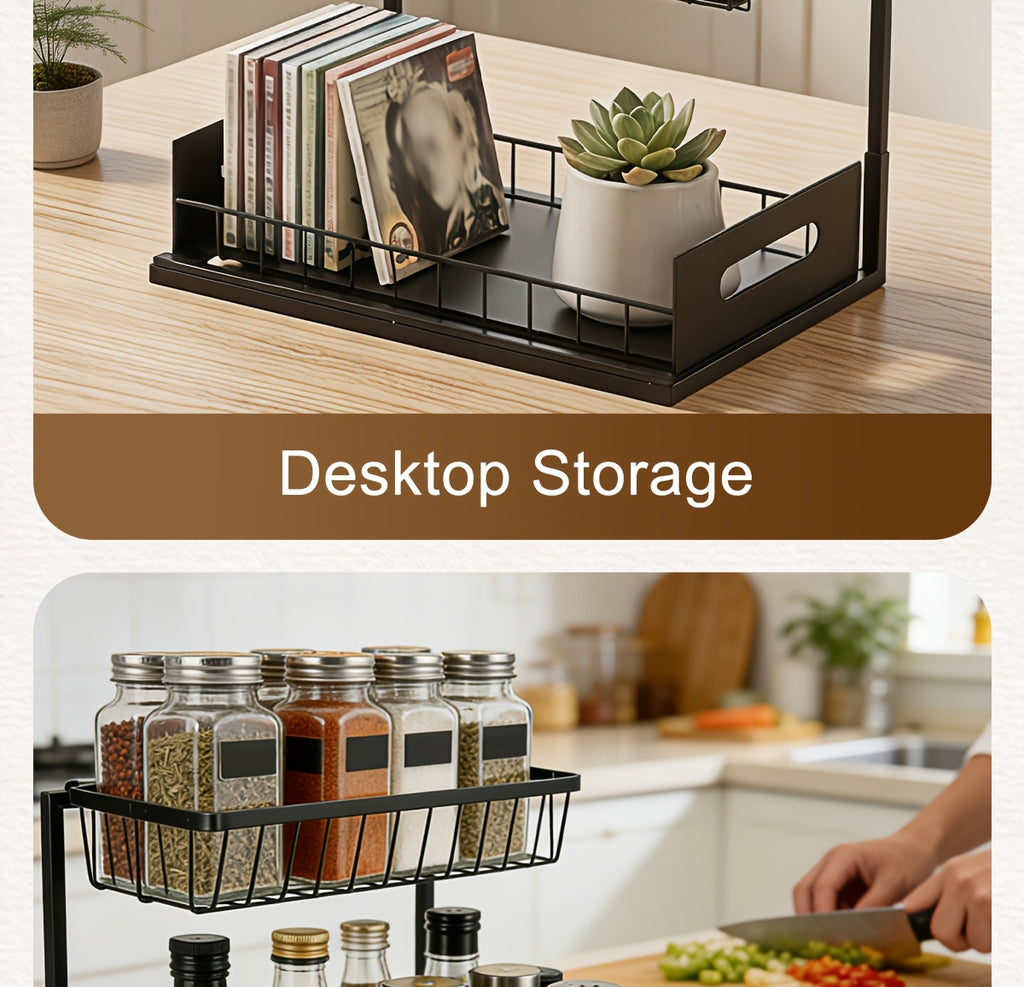 Kitchen Essential – 1/2pcs Kitchen Organizers And Storage, Kitchen Accessories, Utility Racks, Under Sink Organizer, Pull Out Cabinet Organizer, 2 Tier Slide Out Sink Shelf, Cabinet Storage
