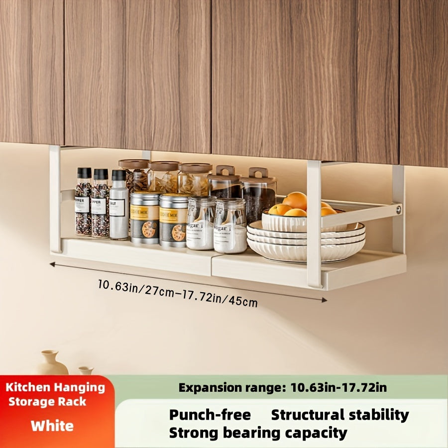 Cabinet Shelf Expandable Height Adjustable Organizer Riser for Kitchen Cabinet Pantry Cupboard Under Sink Countertop Organization Storage Space Saver Stackable Heavy Duty Metal, White/Black, for Christmas Gifts, Standing Shelf, Standing Shelf
