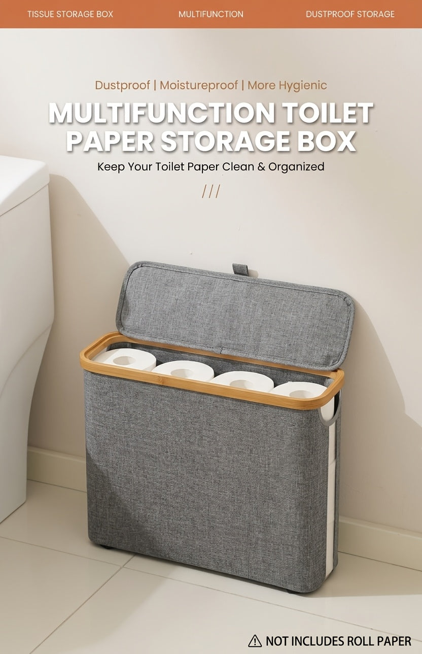 Heavy-Duty Stackable Home Storage Bins – portable space-saving storage, Foldable Toilet Paper Storage Basket with Lid Dustproof Visible Fabric Tissue Holder with Strips, designed for American homes, daily convenience and practical gifting
