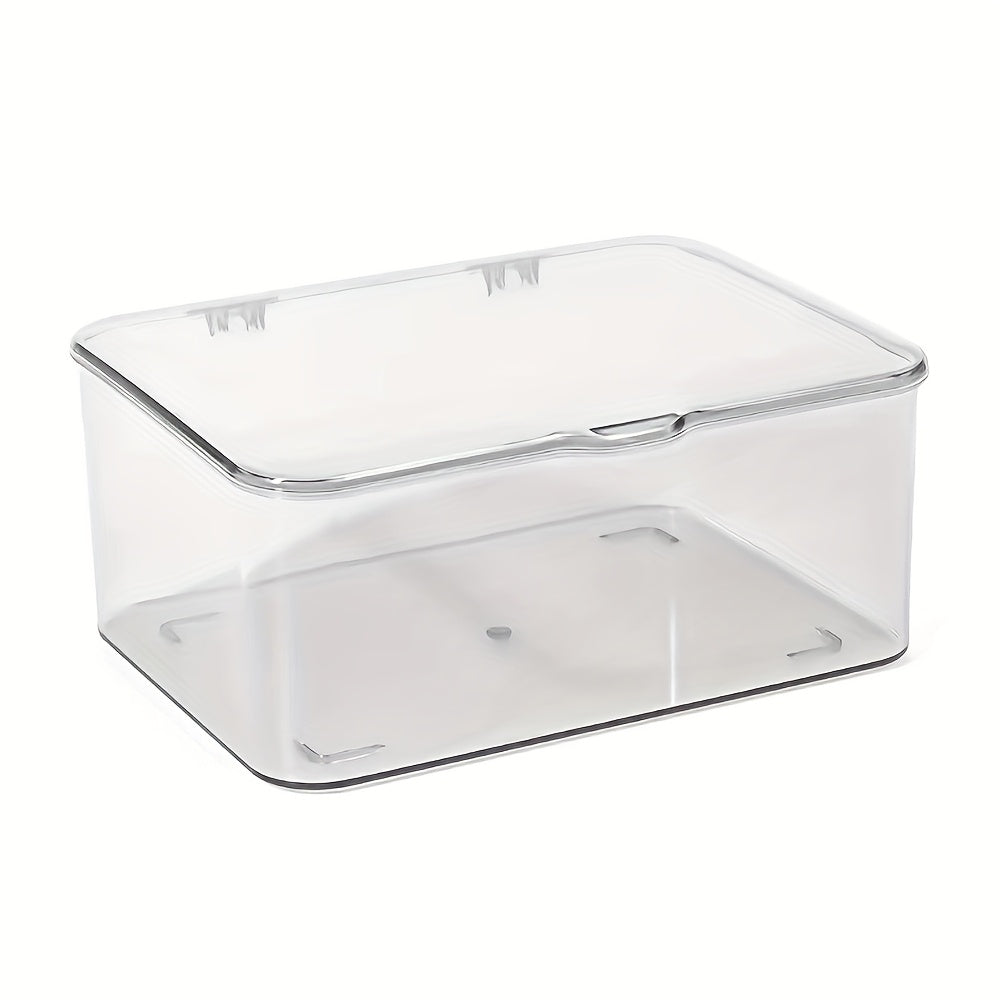 1-6pcs Transparent Storage Boxes with Lids, Stackable Storage Box, Home Office Accessories Organizer, Large Storage Bins for Kitchen Food, Cosmetics, Makeup, Phone Case, Stationery, Perfume Organizer, Valentines Gift For Lovers