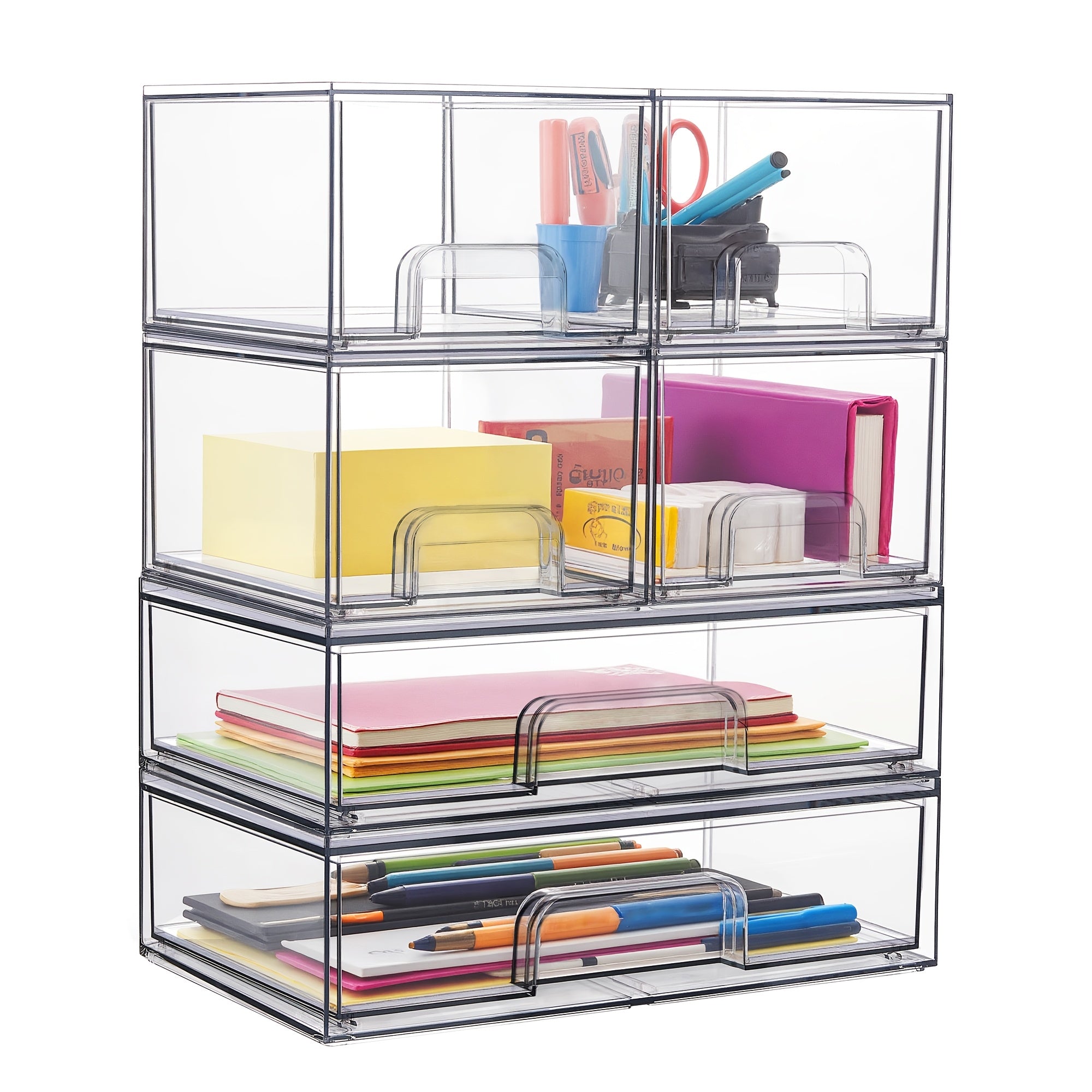 Compact 3/4/5/6 Pack Stackable Storage Drawer – smooth-access cabinet organization, 3 4 5 6 Pack Clear Plastic Organizer Bins Stackable Storage Drawers for Office, designed for American homes, daily convenience and practical gifting