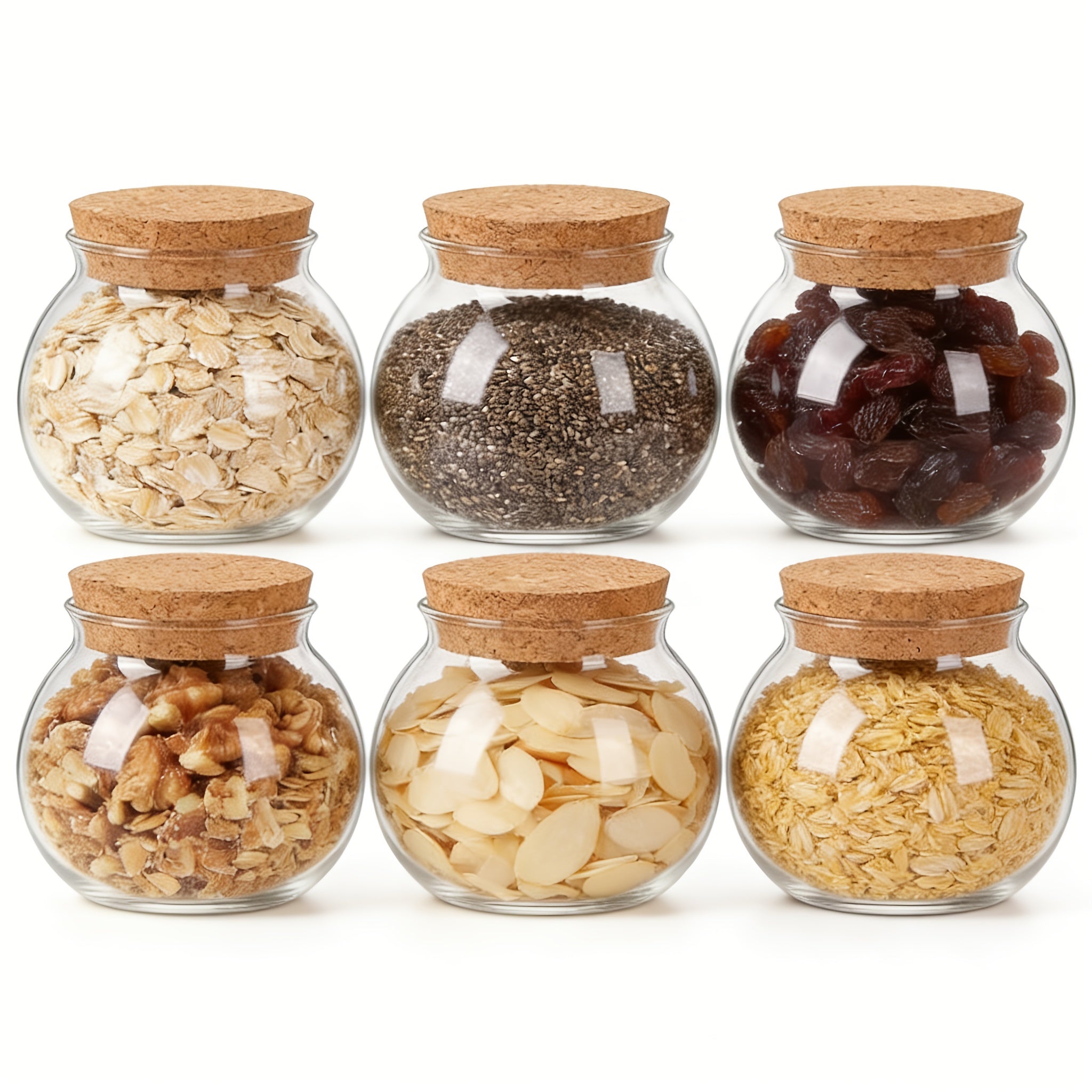 Easy-Access 6pcs Glass Spice Jar Set – clear reusable pantry storage, Set Of 6pcs 16 91oz Clear Glass Storage Canister Round Decorative Small Container Jar, designed for American homes, daily convenience and practical gifting