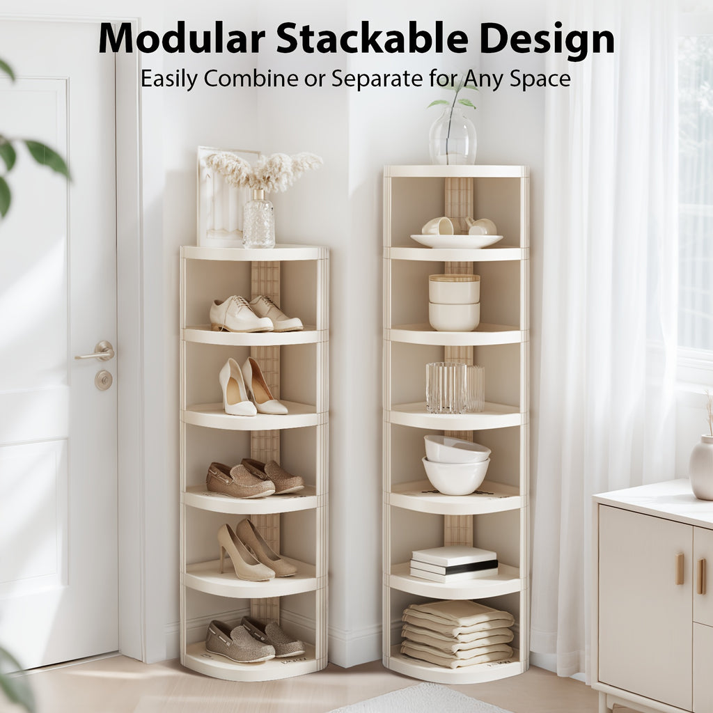 7/9 Tier Multipurpose Corner Shelves, Space-Saving Sturdy Storage Rack, Easy Install No-Drill Organizer, Stackable Shoe Holder for Bathroom Kitchen Entryway Closet