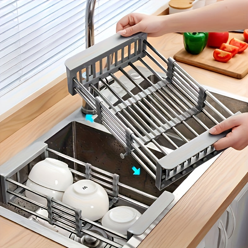 Easy-Access Adjustable Home Storage Rack – durable multi-purpose storage, 304 Stainless Steel Adjustable Sink Storage Rack - Extended Dish Rack with Drainless Design, designed for American homes, daily convenience and practical gifting