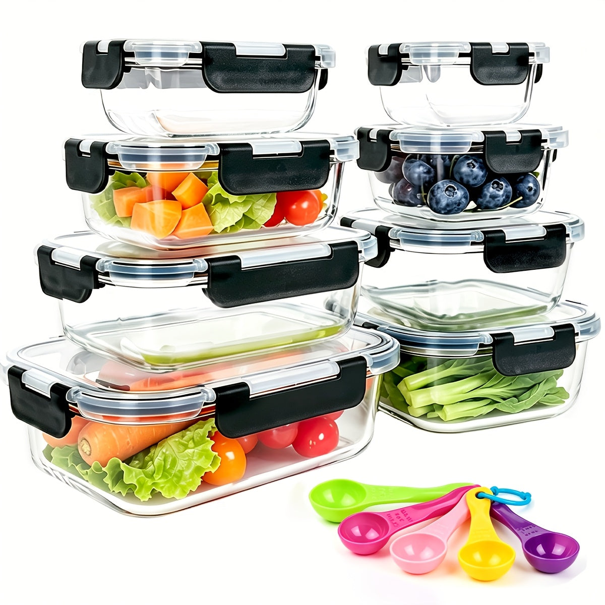 Food Storage Containers – Heavy-Duty 16pcs Glass Meal Prep Container Set – leak-resistant reusable meal prep