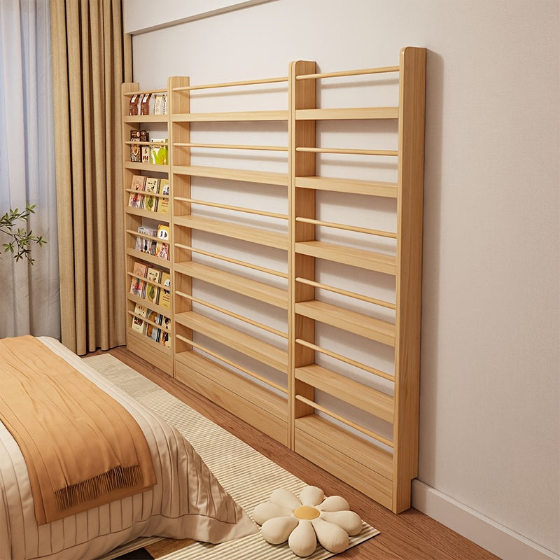 Home Storage Organizer – Creative Design, Ultra-Narrow Solid Wood Bookshelf, Bookcase, No Paint And Zero Formaldehyde, Wall-Mounted Bookshelf, Over-The-Door Bookshelf, Multi-Layer Shelf, Spa