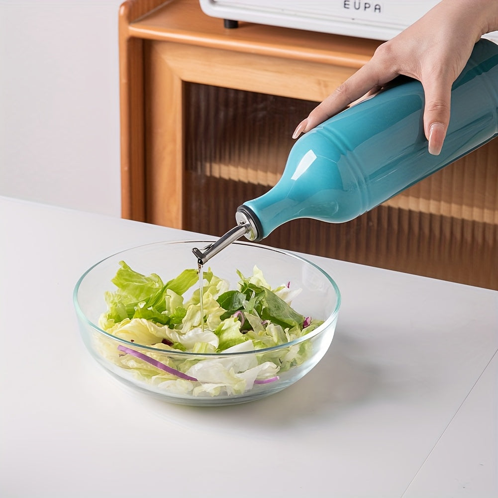 [Oil Dispenser Bottle] Sweejar Large Ceramic Olive Oil Dispenser Bottle, Opaque Oil Cruet Protects Oil To Reduce Oxidation, Storage Oil, Vinegar, Soy Sauce & Other Liquids, Pack Of 1, 24 Fl Oz