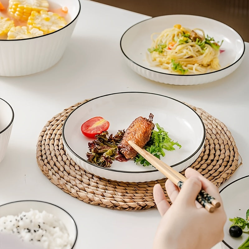 Modern 6pcs Kitchen Cookware Set – versatile meal preparation, 6pcs 7-Inch Round Ceramic Plates Suitable for Pasta Salad Sushi Desserts - Elegant White, designed for American homes, daily convenience and practical gifting