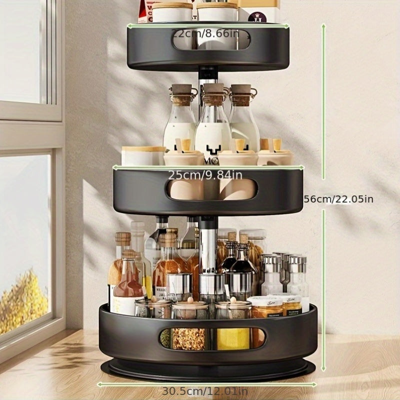 Kitchen Essential – A Circular Storage Rack for Spices, Suitable for The Kitchen, Bathroom, And Living Room for Modern US Homes, easy meal prep and organization, Versatile Everyday Use and T