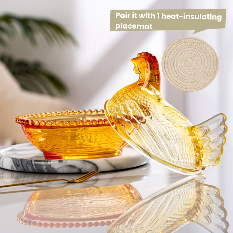 Smart Airtight Storage Jar Set – clear reusable pantry storage, Adorable Candy-Colored Chicken-Shaped Crystal Glass Storage Jar with Lid and Placemats - Perfect Table, designed for American homes, daily convenience and practical gifting