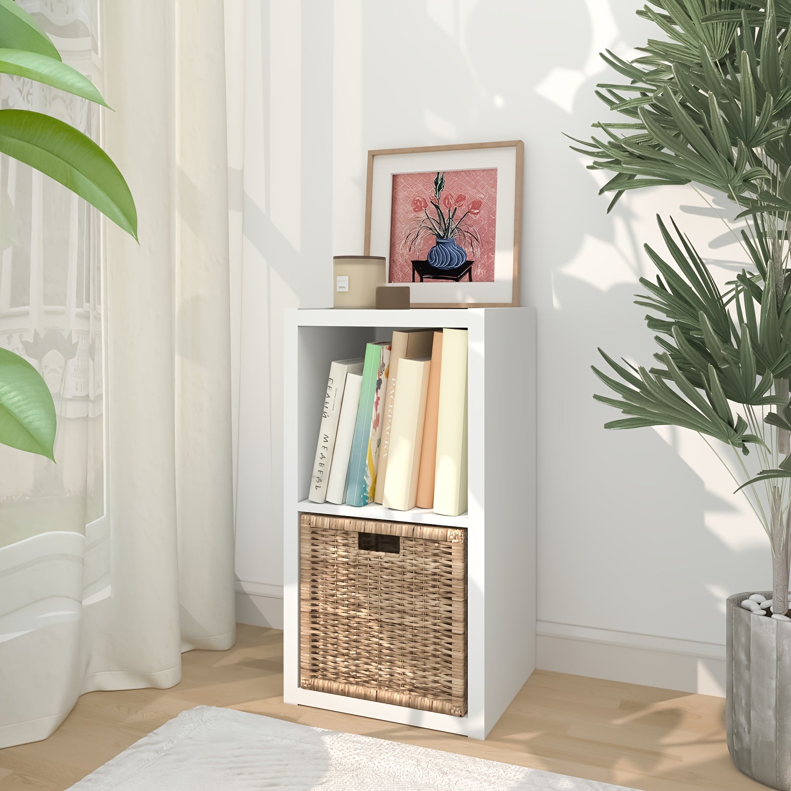 2/3/4/6/8/9 Thick Frame Bookshelf, Open Back Panel Cube Storage Cabinet, Floor-standing Bookshelf With Anti-tip Kit, Wooden Open Display Rack For Living Room, Bedroom, Study, White/chocolate Open Bookshelf, With Open Back