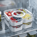 Space-Saving Refrigerator Storage Organizer – easy-access fridge organization, 2-Tier 8 Compartment Stackable Fridge Fruit Storage Containers with Lid and Foldable Handle Snackle, designed for American homes, daily convenience and practical gifting