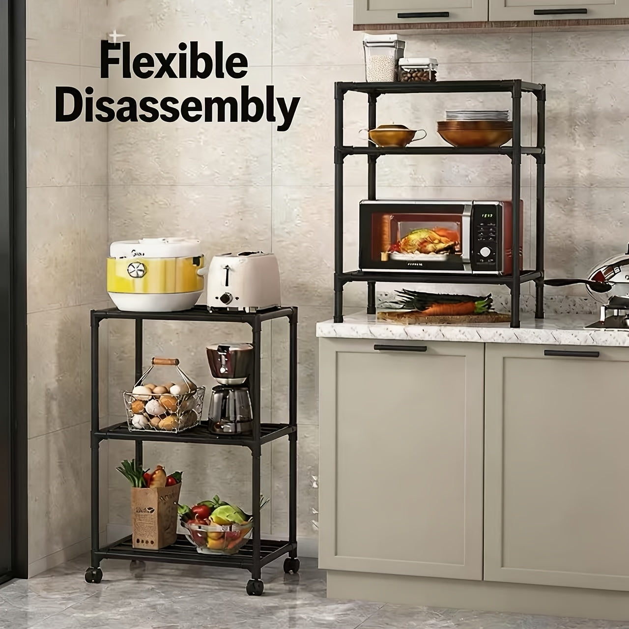 Versatile Adjustable Home Storage Rack – durable multi-purpose storage, 6-Tier Rotating Metal Storage Cart Adjustable Rolling Storage Shelf with Wheels Multifunctional Utility Trolley, designed for American homes, daily convenience and practical gift