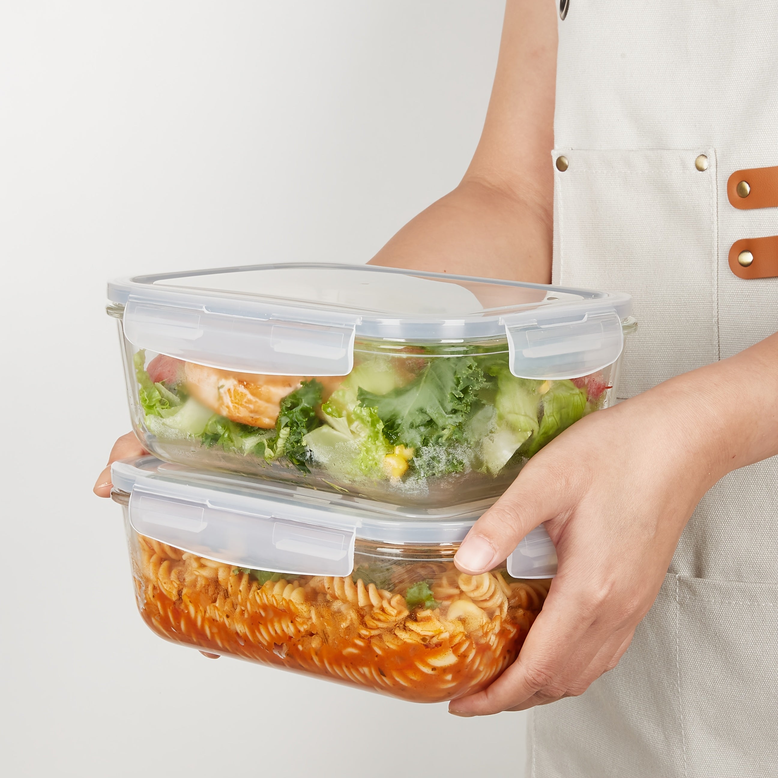 1860Ml/ 63Oz Large Glass Storage Containers with Lids, 2Pack Food & Dish Transport-Bus Tubs, Meal Prep Food Container Set with Snap Airtight Lid, Leak Proof, for Food Storage And Transportation