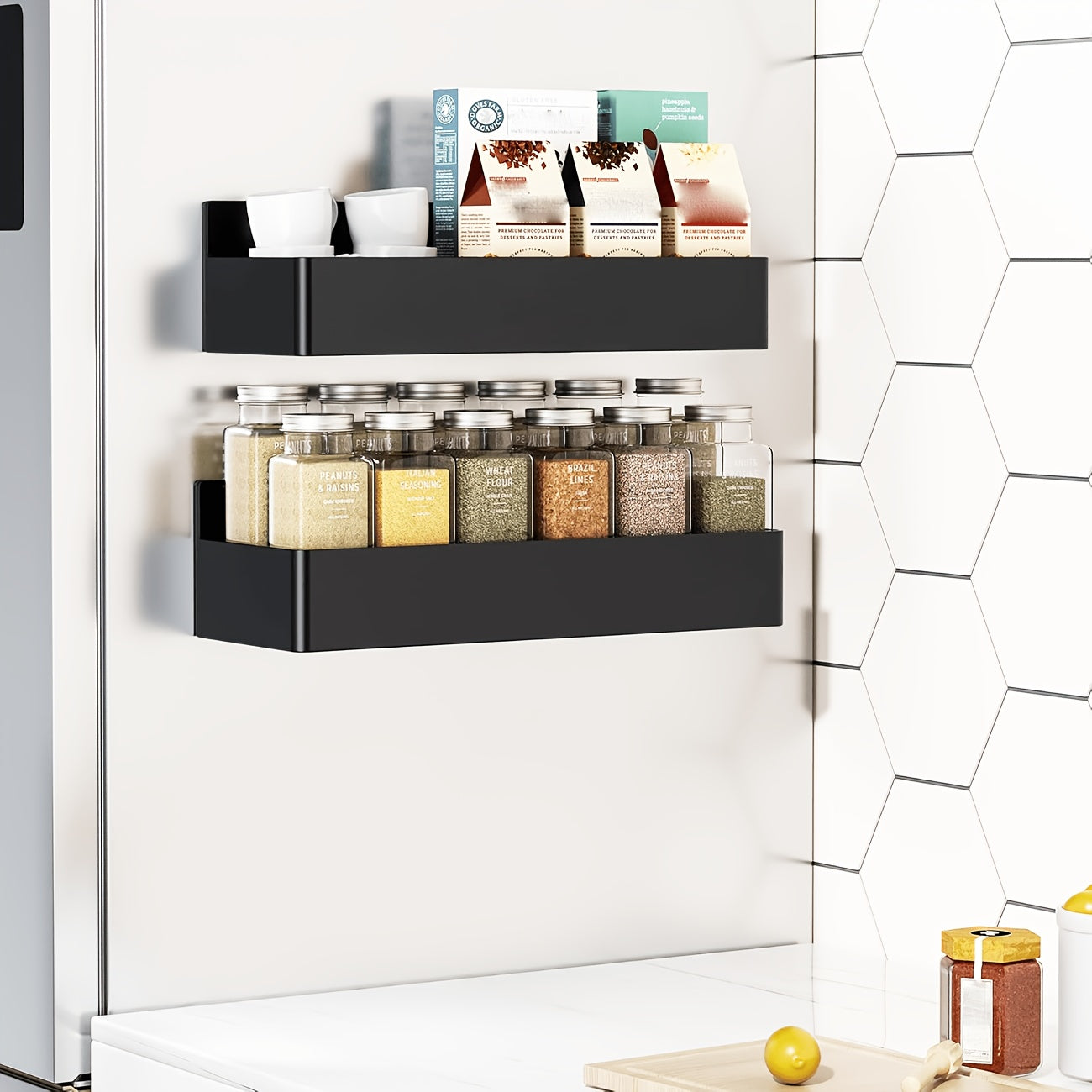 [Movable Metal Storage Rack] 2/4 Movable Metal Refrigerator Magnetic Storage Rack, Multi-Purpose Kitchen Bathroom Storage Box, Space-Saving Multi-Functional Organizer, Easy Appearance