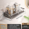 Non-Damaging Suction Cup Shower Shelf - 11.81-In/15.75-In Gray Metal Bath Organizer, 2-Tier Quick Installation And Detachable Design, Shelves