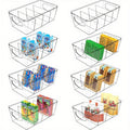 4/ 6/ 8 Transparent Stackable for food Storage Box With 3 Detachable Partitions For Food Storage Room Organization And Kitchen Storage Of Snacks, Stackable Refrigerator Kitchen Cabinets
