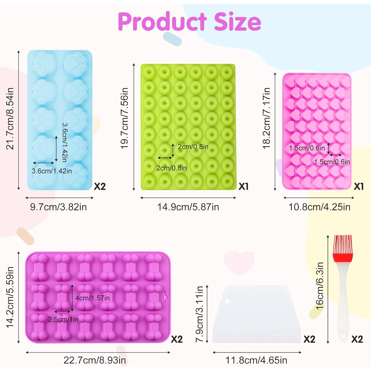 10Pack Silicone Baking Set with Scraper, Pastry Brush Dog Biscuits, Treats