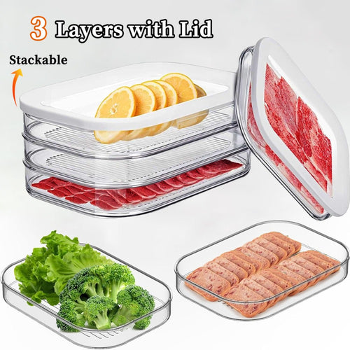3-Layer Glass Food Storage Container Set