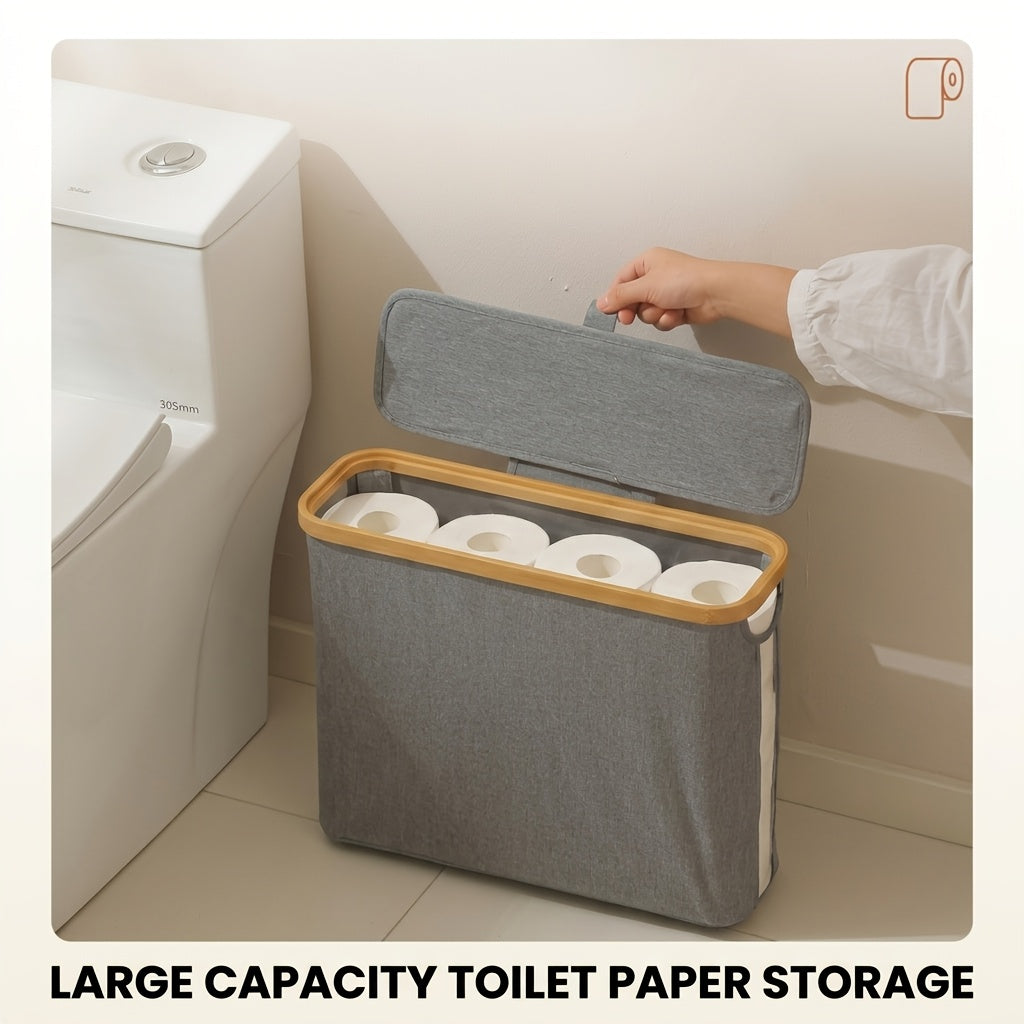 Heavy-Duty Stackable Home Storage Bins – portable space-saving storage, Foldable Toilet Paper Storage Basket with Lid Dustproof Visible Fabric Tissue Holder with Strips, designed for American homes, daily convenience and practical gifting