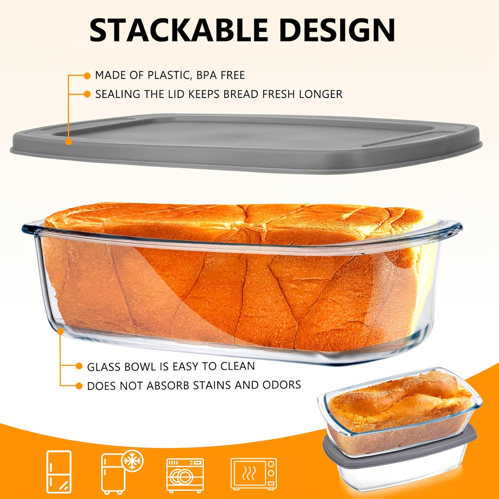 Easy-Access 4pcs Kitchen Baking Dish Set – oven-ready cooking and serving, 4pcs Glass Loaf Pan Set with Lids - Stackable 1 9 QT 62oz Glass, designed for American homes, daily convenience and practical gifting
