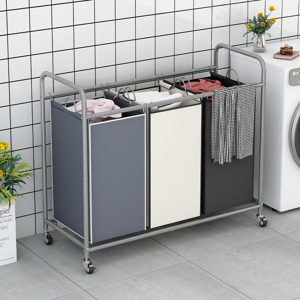 Heavy-Duty Adjustable Home Storage Rack – durable multi-purpose storage, Laundry Basket 3-Bag Sorter 63 4gal Laundry Home Decor Hamper Cart With Heavy Duty, designed for American homes, daily convenience and practical gifting