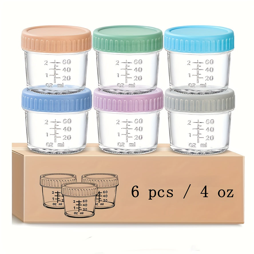 6pcs/10pcs Glass Food Storage Containers - 4oz Youngsters Food Jars with Lids Food Maker Microwave Dishwasher Freezer Safe Pickling Jars for Jelly, Jam, Honey, Spice, Essential Preserver for Home Storage And Gifting, Dessert Cup, Ice Cream Bowl