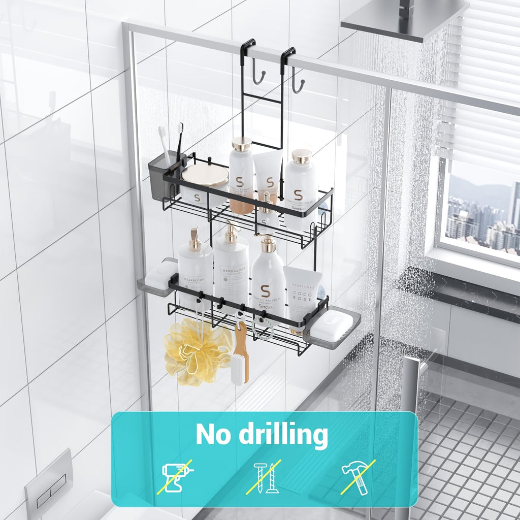 Smart Adjustable Home Storage Rack – durable multi-purpose storage, Over The Door Shower Caddy Hanging Black Rustproof Shower Organizer Over The Door -, designed for American homes, daily convenience and practical gifting