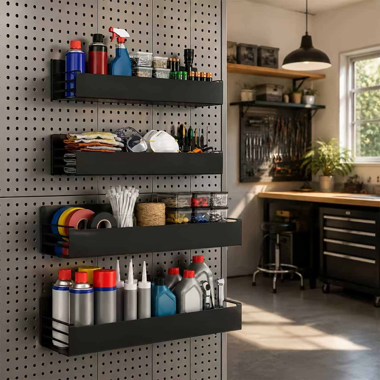 Kitchen Essential – 2/4pcs Strong Magnetic Shelves - Shelves, Magnetic Tool Racks, Suitable for Garages, Tool Rooms, Washing Machines, No Drilling Required for Installation, Can Be Used to H