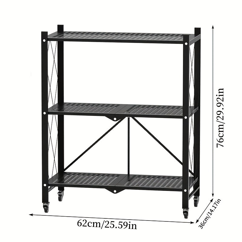 Premium Adjustable Home Storage Rack – durable multi-purpose storage, 3 4 5 Layer Storage Rack No Installation Folding Storage Rack with Wheels Can, designed for American homes, daily convenience and practical gifting