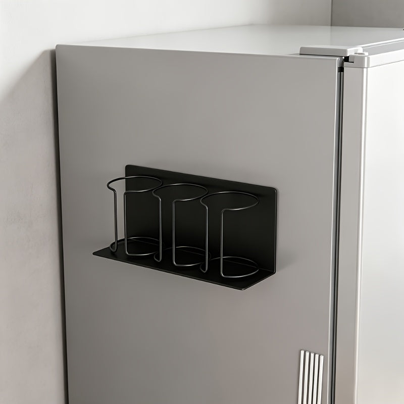 Kitchen Essential – Three-tier Fridge Cup Storage Rack - Suitable For Cups, Glasses And Water Bottles. Space-saving Design With A Strong Magnetic Base, Perfect For Kitchen And Bathroom Stora