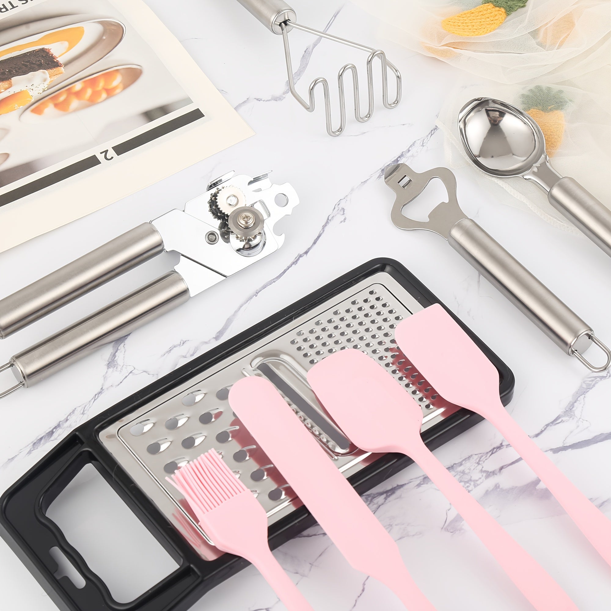 Kitchen Essential – 44pcs Silicone Kitchen Utensil Set with Holder, Nonstick Cooking Utensils, Wooden Handle Kitchen Tools, Spatula Turner Spoon Tongs Whisk Measuring Cups, Kitchen Accessori
