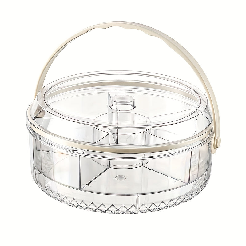 Smart Stackable Home Storage Bins – portable space-saving storage, 5-Compartment Round Plastic Storage Container with Flip-Top Lid Handle - Spill-Proof Divided Serving Dish, designed for American homes, daily convenience and practical gifting