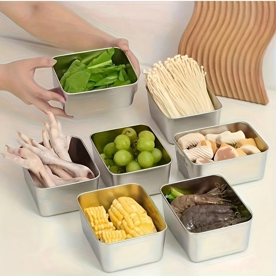 Heavy-Duty 6pcs Refrigerator Storage Organizer – easy-access fridge organization, Food Storage Containers 6pcs Stainless Steel Food Storage Containers Equipped With Compartments For Vegetables, designed for American homes, daily convenience and pract